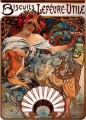 Galletas LefevreUtile 1896 litografía checa Art Nouveau distinta de Alphonse Mucha